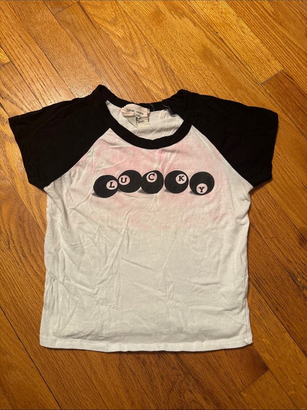 french pastry Black and White 'Lucky' Raglan Tee